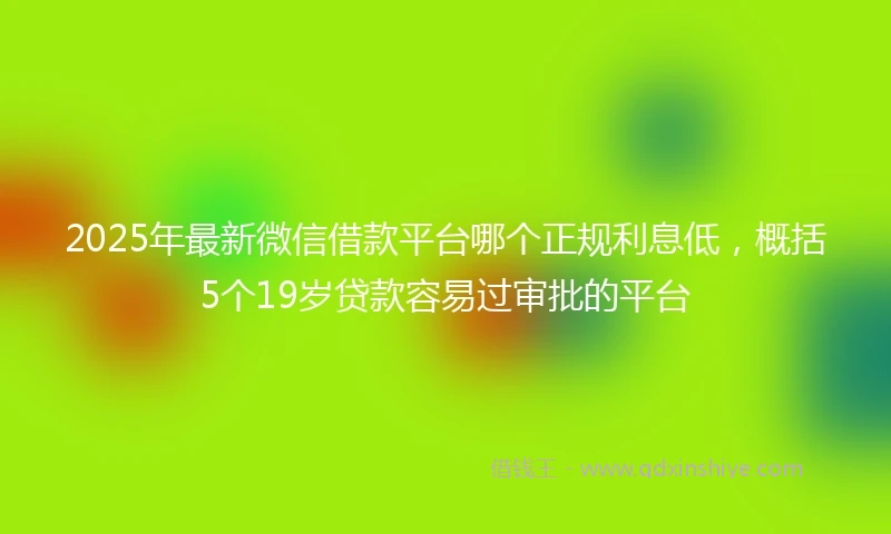 2025年最新微信借款平台哪个正规利息低，概括5个19岁贷款容易过审批的平台