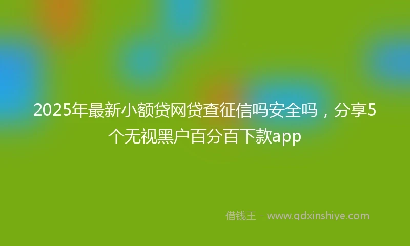 2025年最新小额贷网贷查征信吗安全吗，分享5个无视黑户百分百下款app