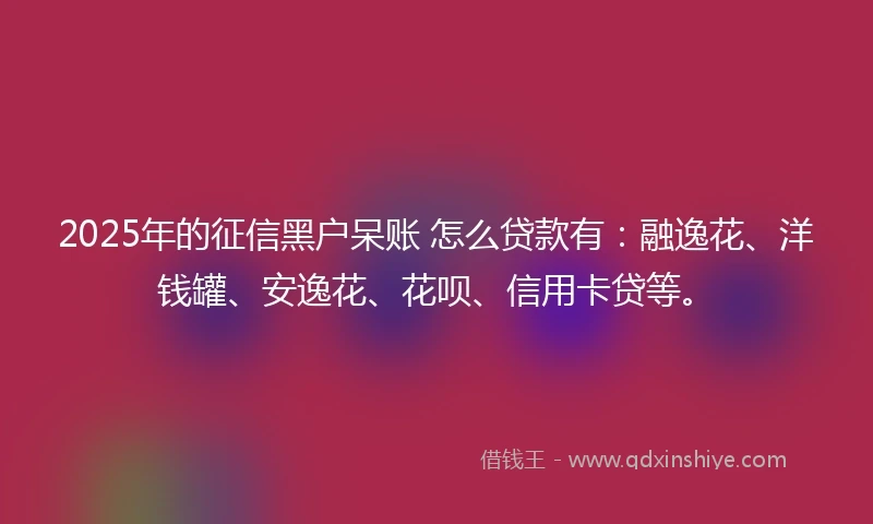2025年的征信黑户呆账 怎么贷款有：融逸花、洋钱罐、安逸花、花呗、信用卡贷等。