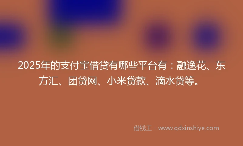 2025年的支付宝借贷有哪些平台有：融逸花、东方汇、团贷网、小米贷款、滴水贷等。