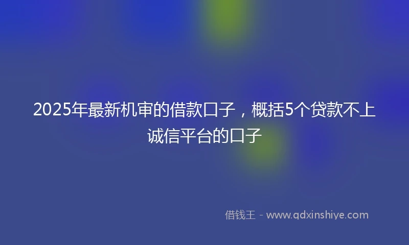 2025年最新机审的借款口子，概括5个贷款不上诚信平台的口子