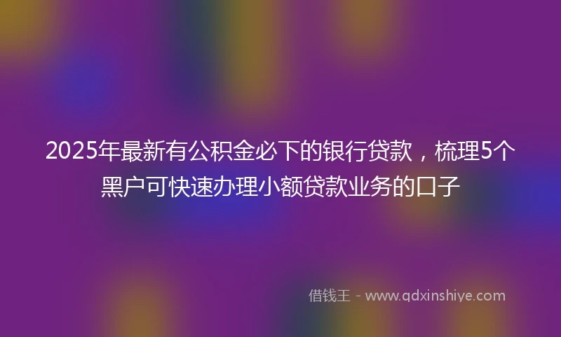 2025年最新有公积金必下的银行贷款，梳理5个黑户可快速办理小额贷款业务的口子