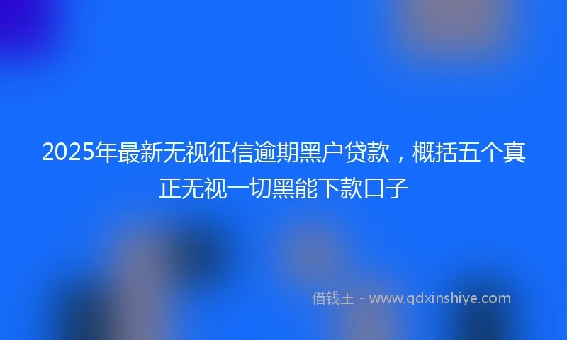 2025年最新无视征信逾期黑户贷款，概括五个真正无视一切黑能下款口子