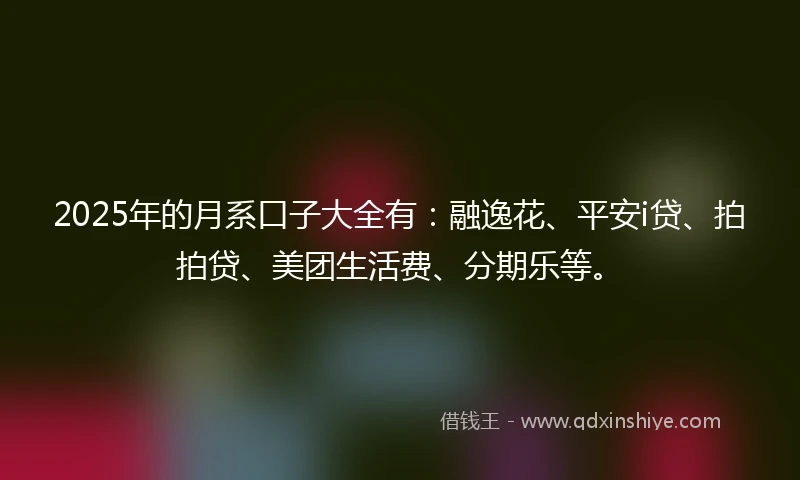 2025年的月系口子大全有：融逸花、平安i贷、拍拍贷、美团生活费、分期乐等。