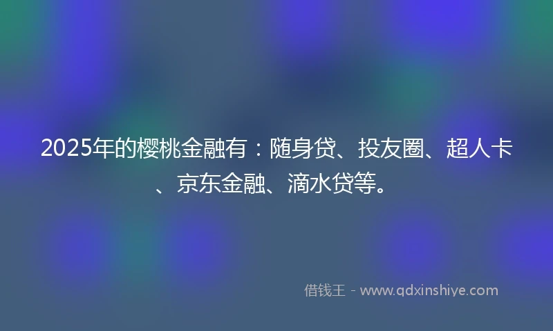 2025年的樱桃金融有：随身贷、投友圈、超人卡、京东金融、滴水贷等。
