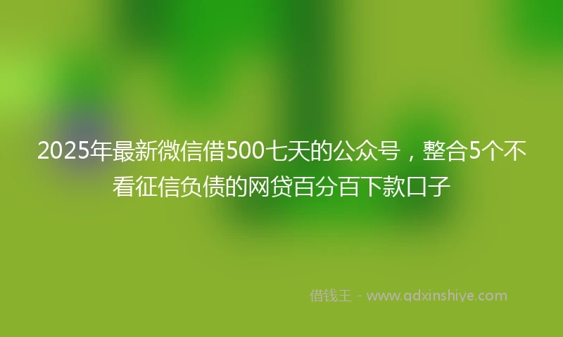2025年最新微信借500七天的公众号，整合5个不看征信负债的网贷百分百下款口子