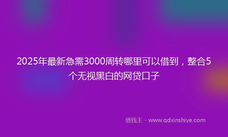 2025年最新急需3000周转哪里可以借到，整合5个无视黑白的网贷口子