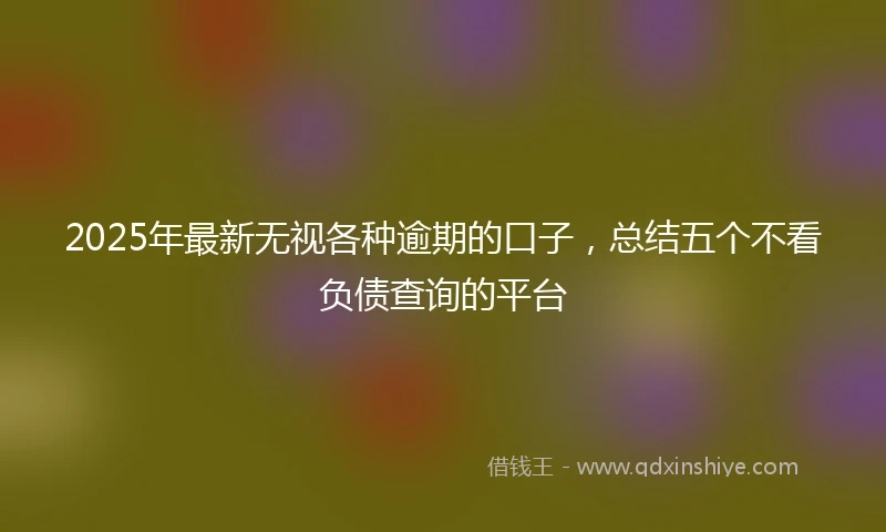 2025年最新无视各种逾期的口子，总结五个不看负债查询的平台