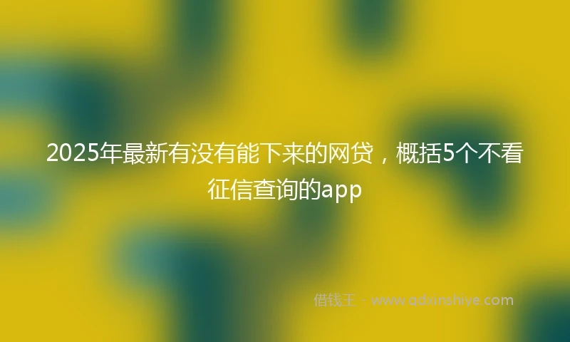 2025年最新有没有能下来的网贷，概括5个不看征信查询的app