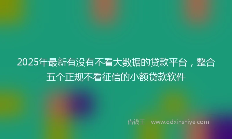 2025年最新有没有不看大数据的贷款平台，整合五个正规不看征信的小额贷款软件