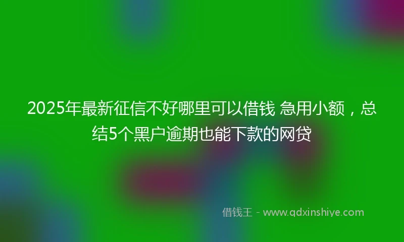 2025年最新征信不好哪里可以借钱 急用小额，总结5个黑户逾期也能下款的网贷