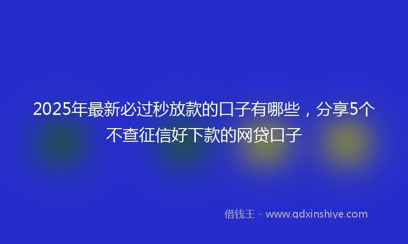 2025年最新必过秒放款的口子有哪些，分享5个不查征信好下款的网贷口子
