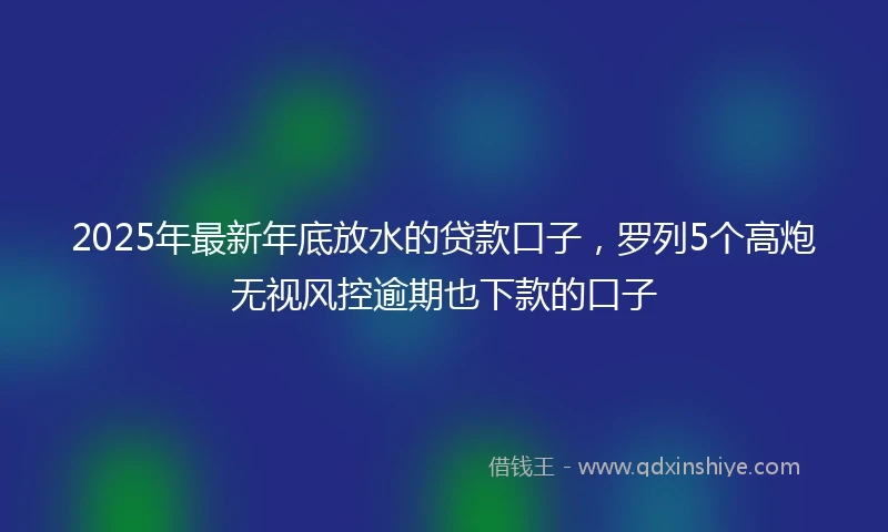 2025年最新年底放水的贷款口子，罗列5个高炮无视风控逾期也下款的口子