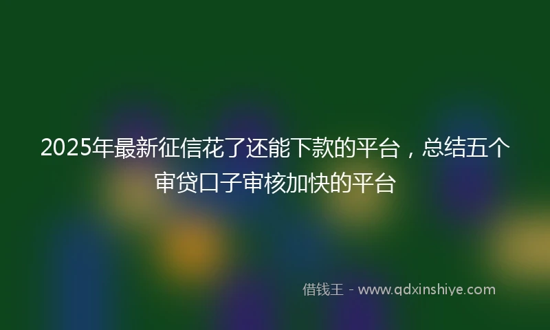 2025年最新征信花了还能下款的平台，总结五个审贷口子审核加快的平台