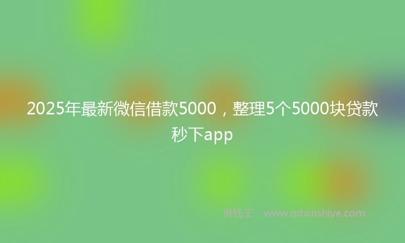2025年最新微信借款5000，整理5个5000块贷款秒下app