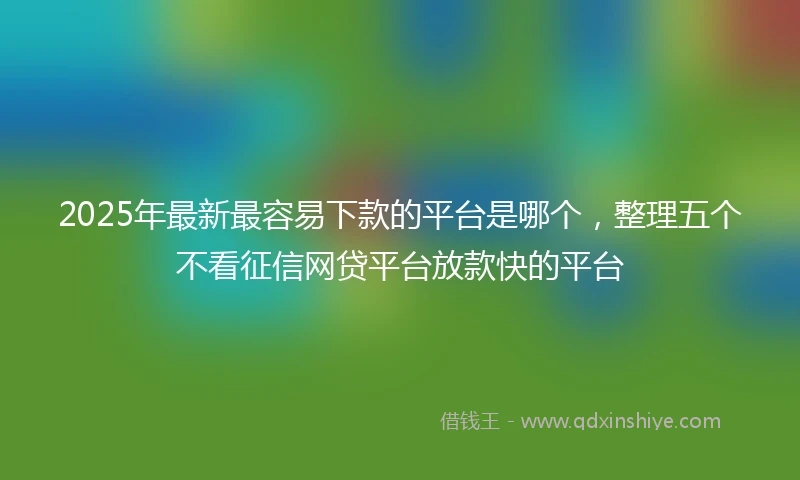 2025年最新最容易下款的平台是哪个，整理五个不看征信网贷平台放款快的平台