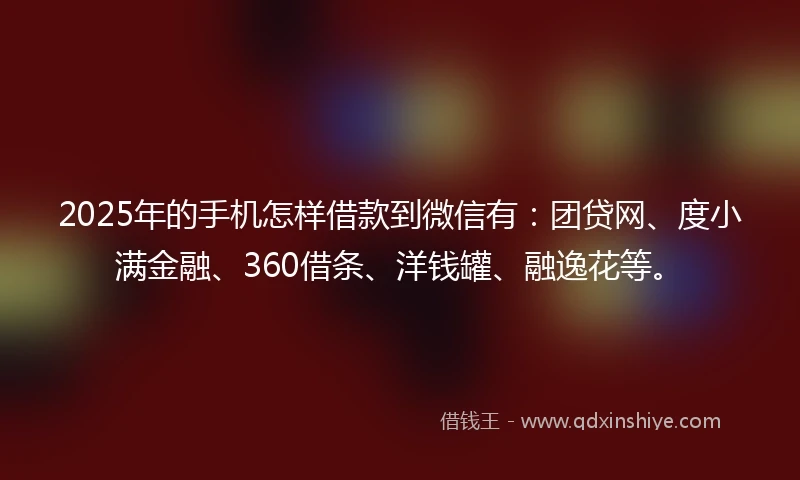 2025年的手机怎样借款到微信有：团贷网、度小满金融、360借条、洋钱罐、融逸花等。