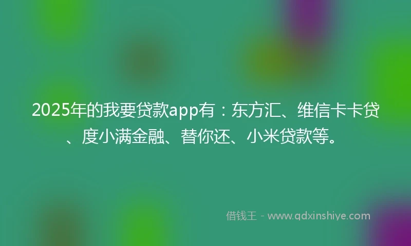 2025年的我要贷款app有：东方汇、维信卡卡贷、度小满金融、替你还、小米贷款等。
