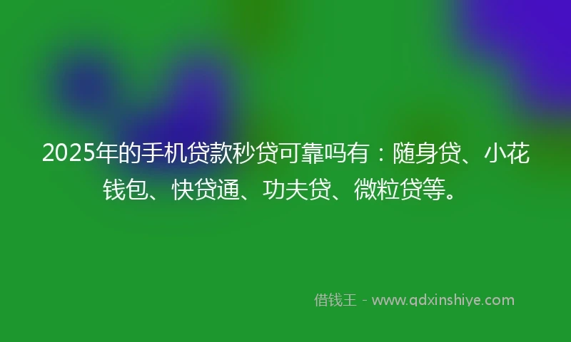 2025年的手机贷款秒贷可靠吗有：随身贷、小花钱包、快贷通、功夫贷、微粒贷等。