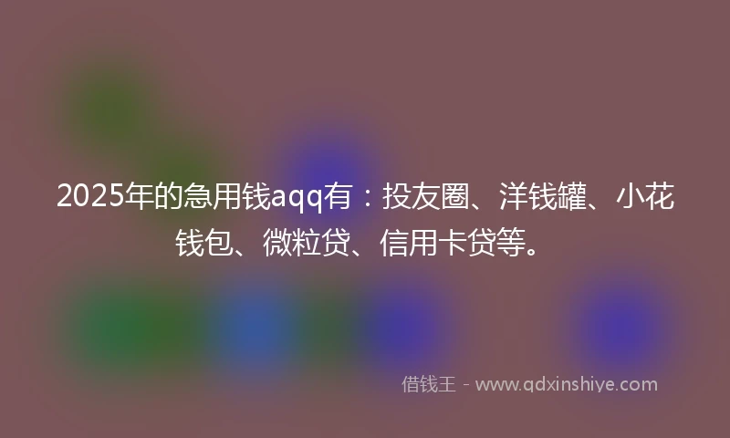 2025年的急用钱aqq有：投友圈、洋钱罐、小花钱包、微粒贷、信用卡贷等。