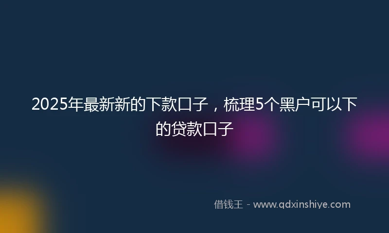 2025年最新新的下款口子，梳理5个黑户可以下的贷款口子
