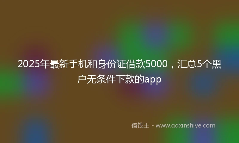 2025年最新手机和身份证借款5000，汇总5个黑户无条件下款的app