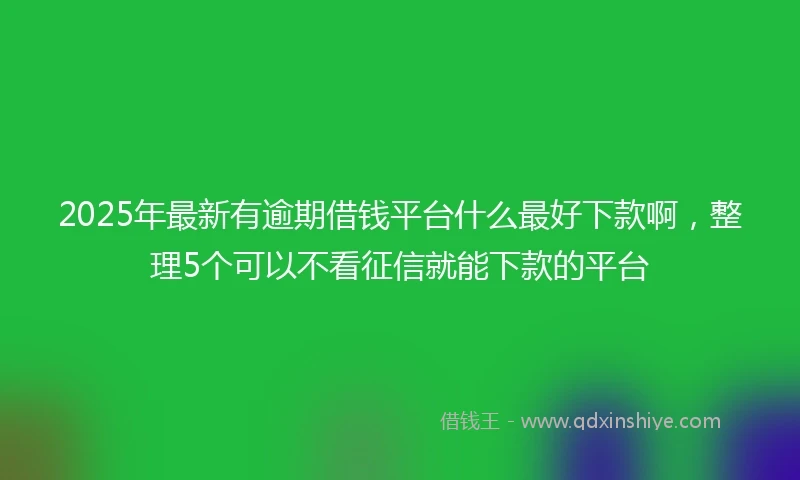 2025年最新有逾期借钱平台什么最好下款啊，整理5个可以不看征信就能下款的平台