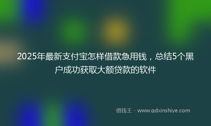 2025年最新支付宝怎样借款急用钱，总结5个黑户成功获取大额贷款的软件