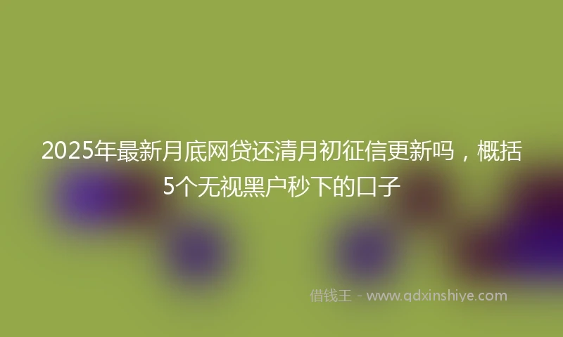 2025年最新月底网贷还清月初征信更新吗，概括5个无视黑户秒下的口子