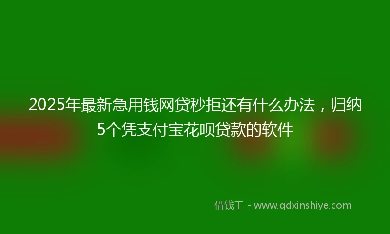 2025年最新急用钱网贷秒拒还有什么办法，归纳5个凭支付宝花呗贷款的软件