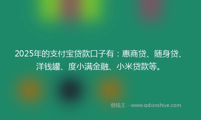 2025年的支付宝贷款口子有：惠商贷、随身贷、洋钱罐、度小满金融、小米贷款等。
