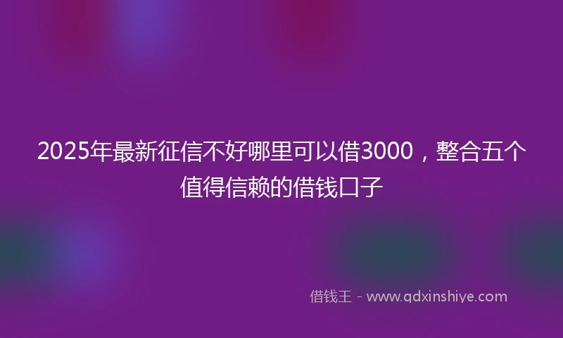 2025年最新征信不好哪里可以借3000，整合五个值得信赖的借钱口子