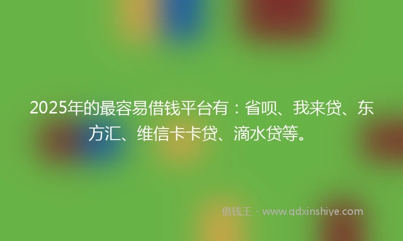 2025年的最容易借钱平台有：省呗、我来贷、东方汇、维信卡卡贷、滴水贷等。