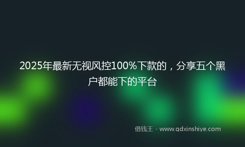 2025年最新无视风控100%下款的，分享五个黑户都能下的平台