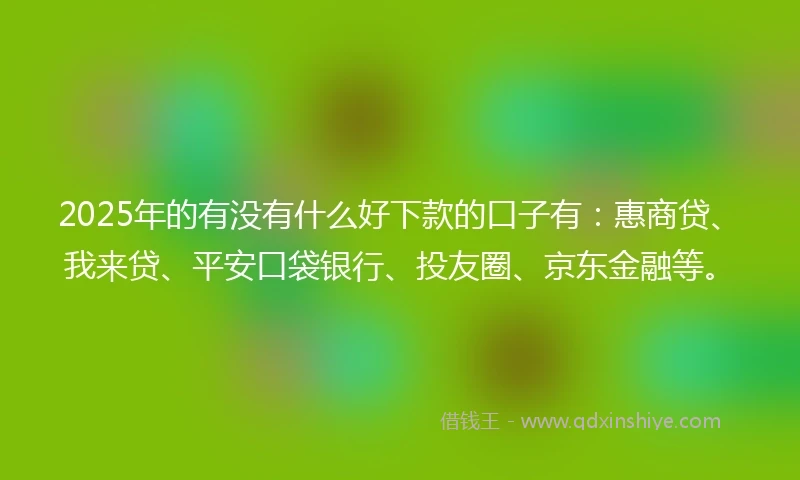 2025年的有没有什么好下款的口子有：惠商贷、我来贷、平安口袋银行、投友圈、京东金融等。