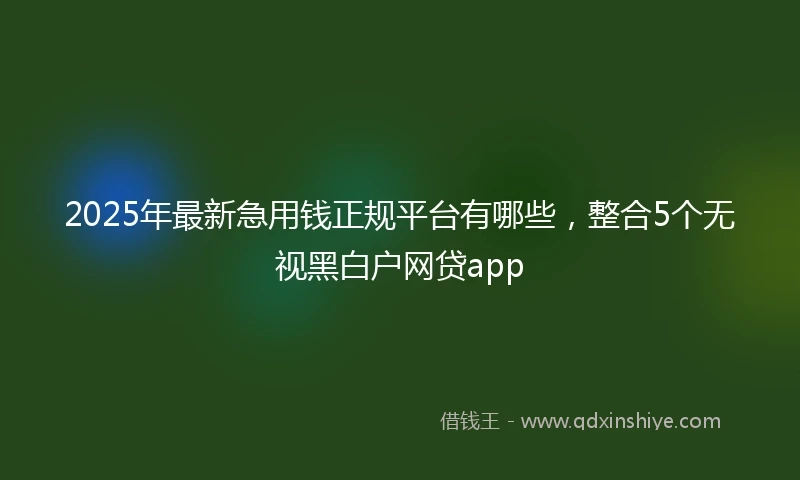 2025年最新急用钱正规平台有哪些，整合5个无视黑白户网贷app