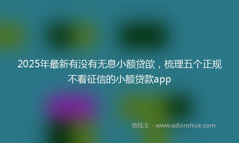 2025年最新有没有无息小额贷欿，梳理五个正规不看征信的小额贷款app