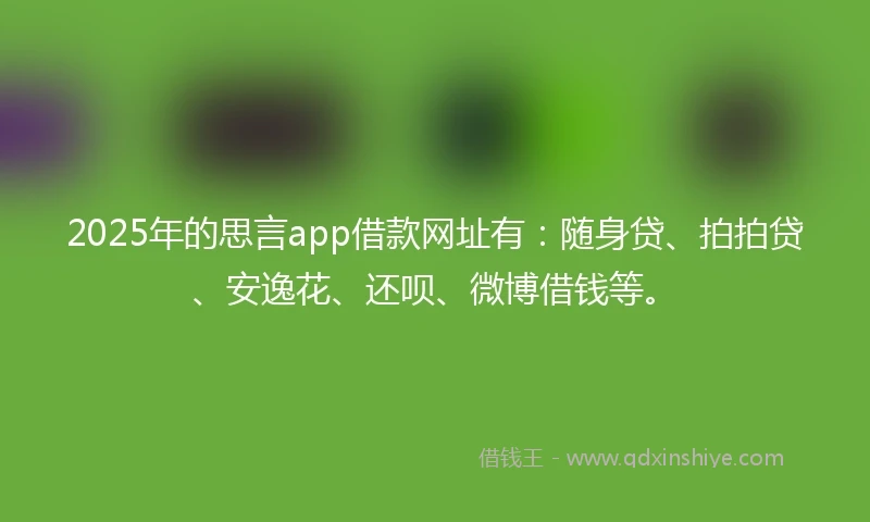 2025年的思言app借款网址有：随身贷、拍拍贷、安逸花、还呗、微博借钱等。