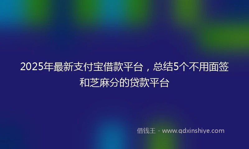 2025年最新支付宝借款平台，总结5个不用面签和芝麻分的贷款平台