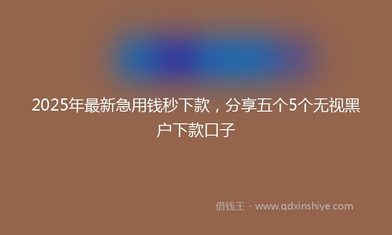 2025年最新急用钱秒下款，分享五个5个无视黑户下款口子