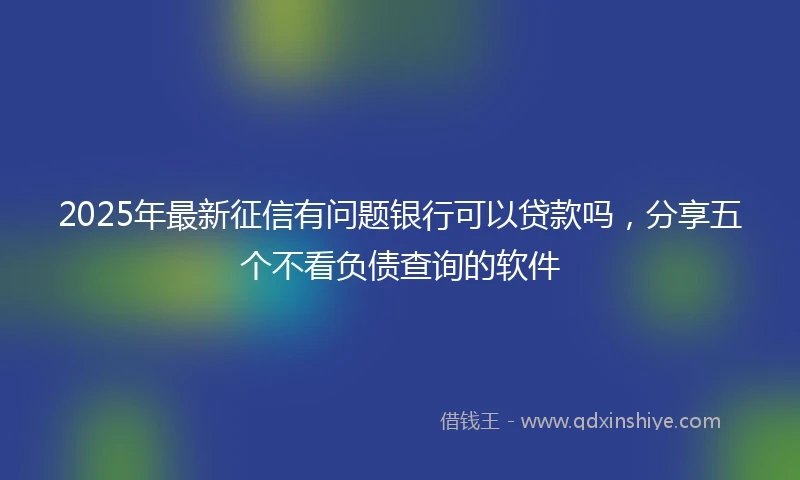 2025年最新征信有问题银行可以贷款吗，分享五个不看负债查询的软件
