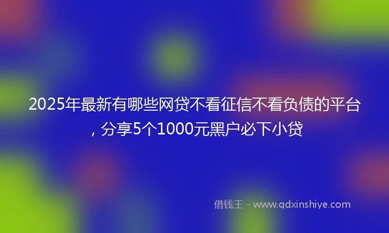 2025年最新有哪些网贷不看征信不看负债的平台，分享5个1000元黑户必下小贷