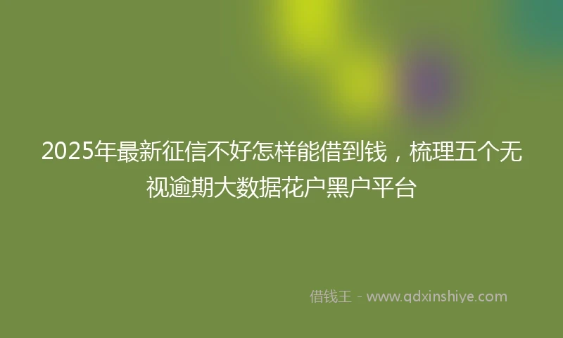 2025年最新征信不好怎样能借到钱，梳理五个无视逾期大数据花户黑户平台