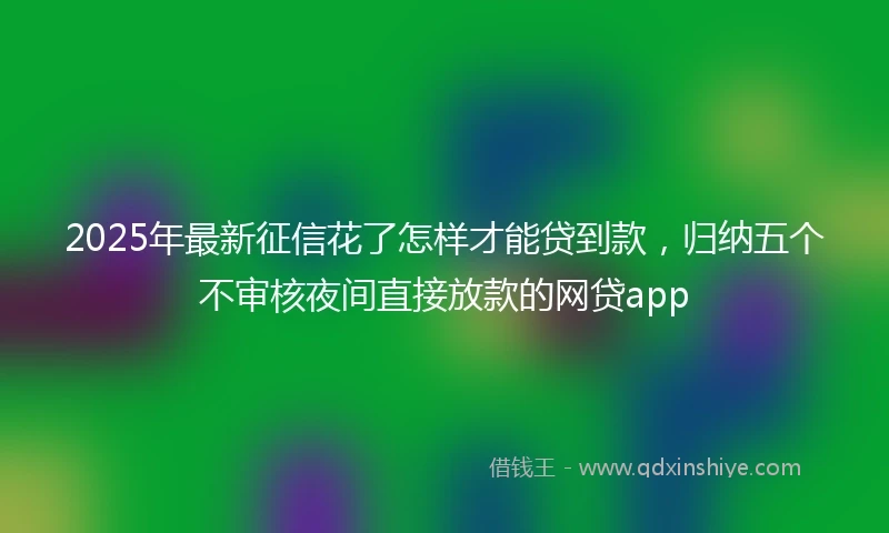 2025年最新征信花了怎样才能贷到款，归纳五个不审核夜间直接放款的网贷app