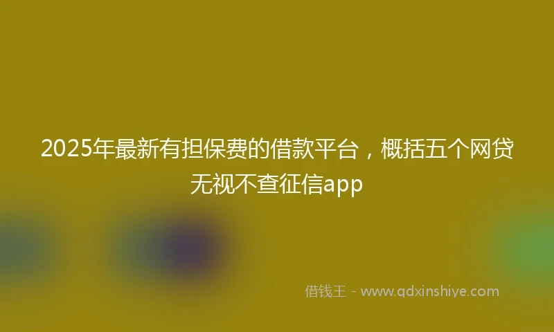 2025年最新有担保费的借款平台，概括五个网贷无视不查征信app