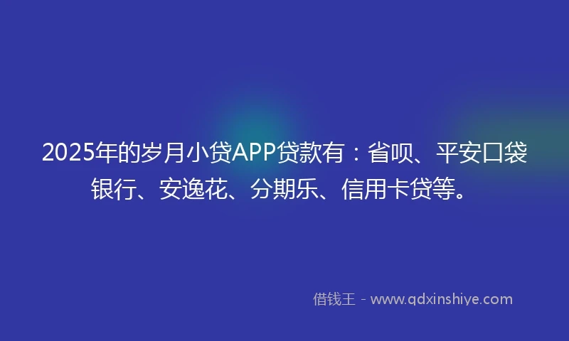 2025年的岁月小贷APP贷款有：省呗、平安口袋银行、安逸花、分期乐、信用卡贷等。
