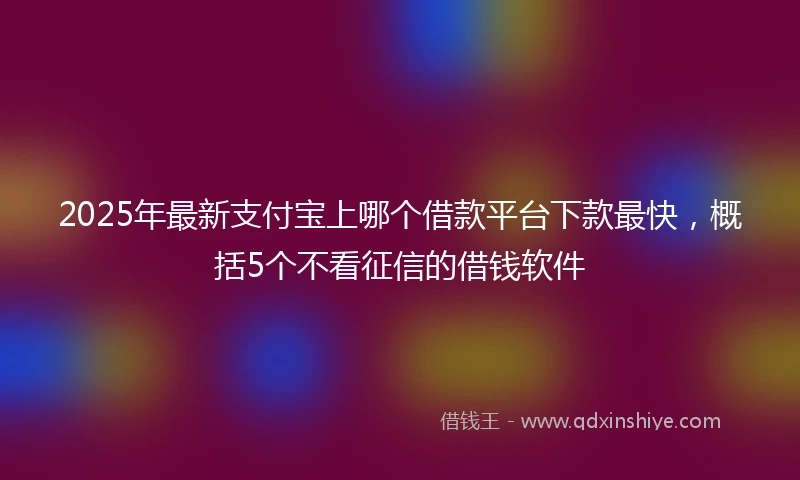 2025年最新支付宝上哪个借款平台下款最快，概括5个不看征信的借钱软件