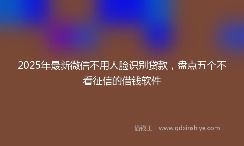 2025年最新微信不用人脸识别贷款，盘点五个不看征信的借钱软件