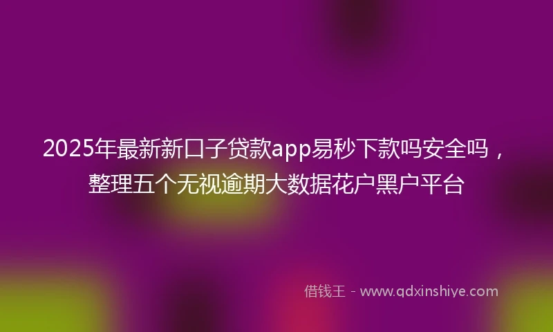 2025年最新新口子贷款app易秒下款吗安全吗，整理五个无视逾期大数据花户黑户平台