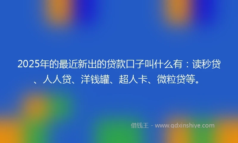 2025年的最近新出的贷款口子叫什么有：读秒贷、人人贷、洋钱罐、超人卡、微粒贷等。